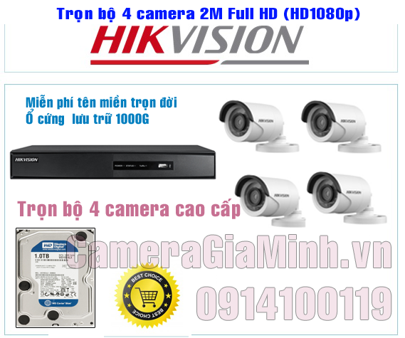 Trọn Bộ 4 Camera Full HD 1080P 2MP